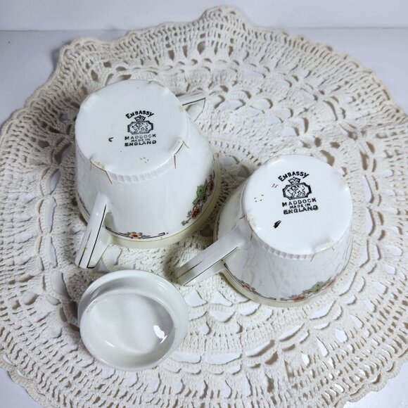 Embassy Maddock Cream and Sugar Set Art Deco circa 1930s Glazed, Gold Lustre - Picture 10 of 11